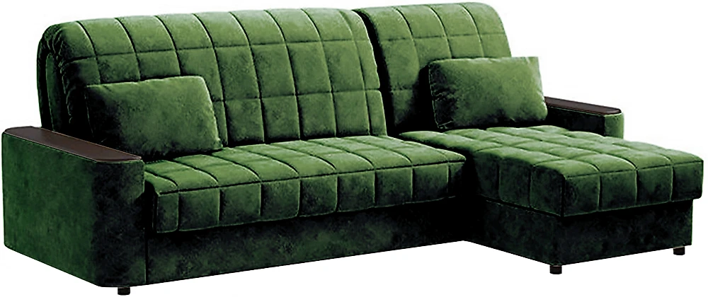 Угловой диван изумрудный Даллас Плюш Свамп