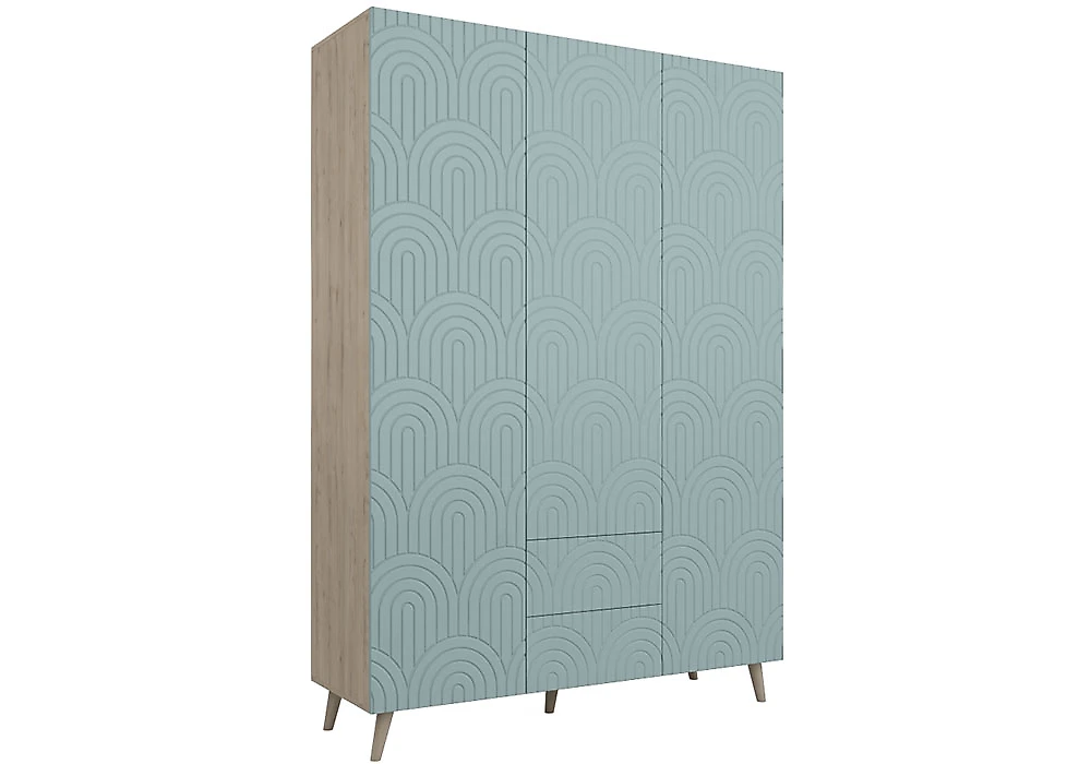 Синий распашной шкаф Йорк-6 Дизайн-1