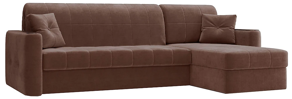 Угловой диван с подушками Ницца Плюш Браун