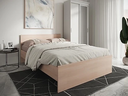 кровать в стиле минимализм Николь Дуб Молочный-80 с матрасом