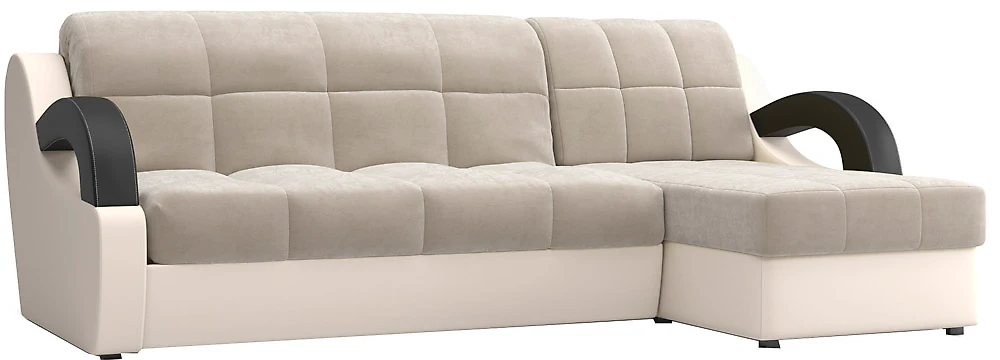 Угловой диван с независимым пружинным блоком Мадрид Плюш Беж