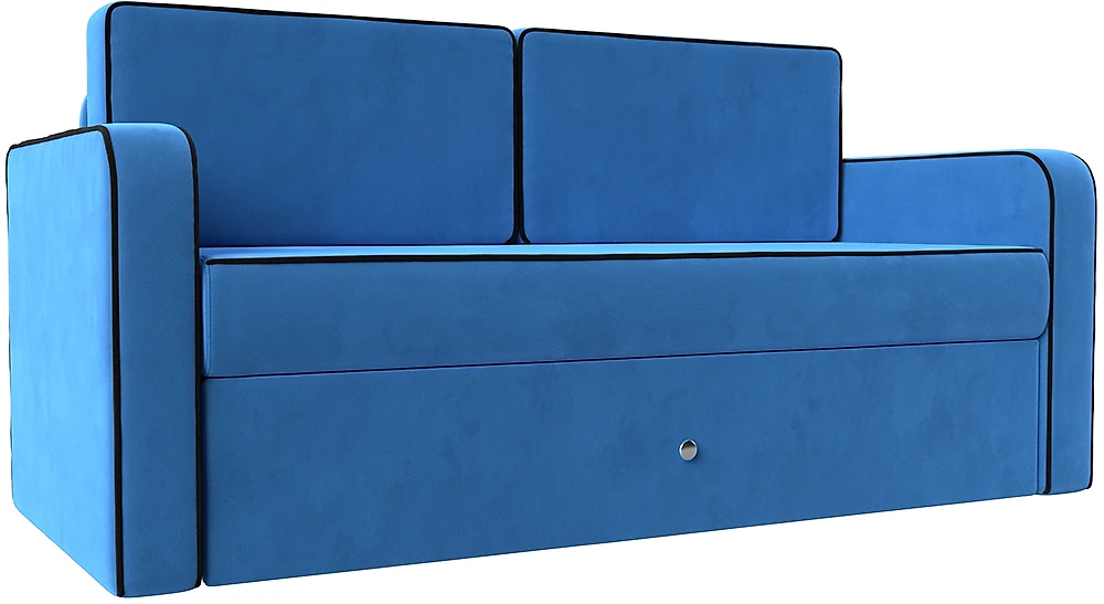 Выкатной диван-кровать Смарт Велюр Голубой-Черный