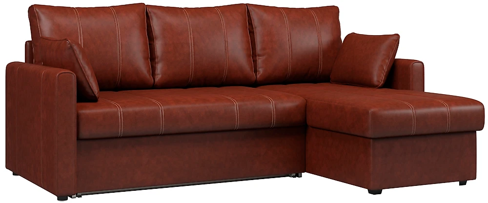 Коричневый угловой диван Риммини Дизайн 2 кожаный