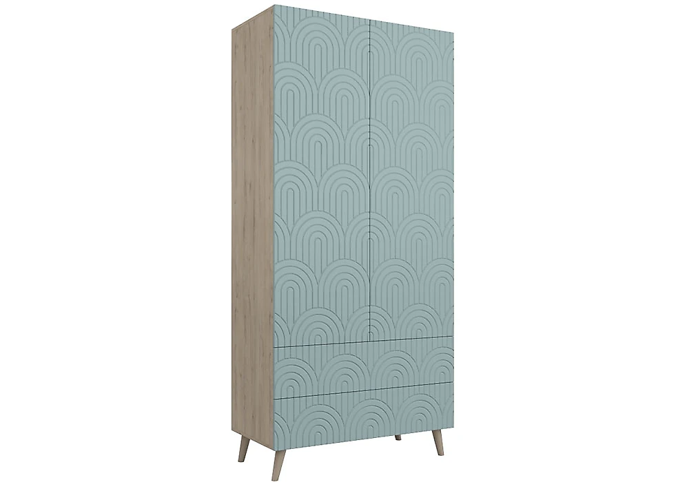 Синий распашной шкаф Йорк-2 Дизайн-1
