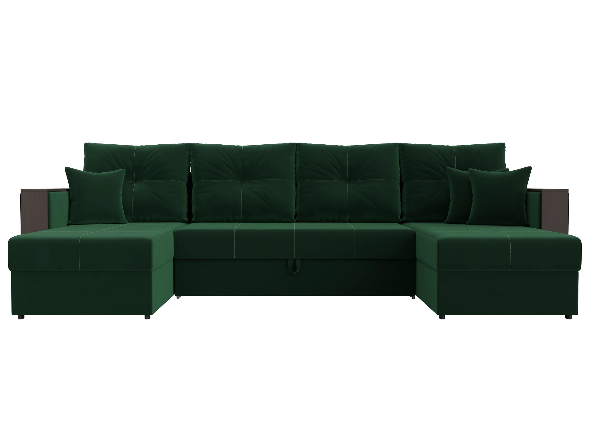 Зелёный угловой диван Валенсия-П Плюш Дизайн 4