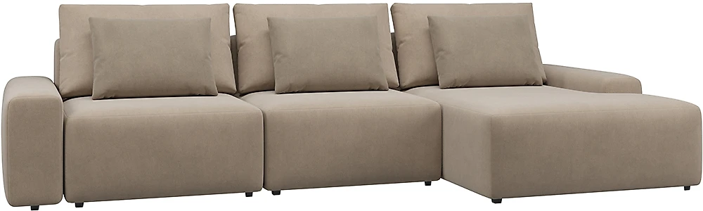  угловой диван с оттоманкой Гунер-2 Плюш Мокко нераскладной