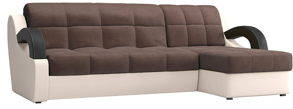 Угловой диван с независимым пружинным блоком Мадрид Плюш Браун