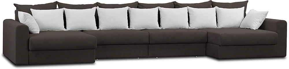 Угловой диван с большим спальным местом Модена-8 Плюш Шоколад-2