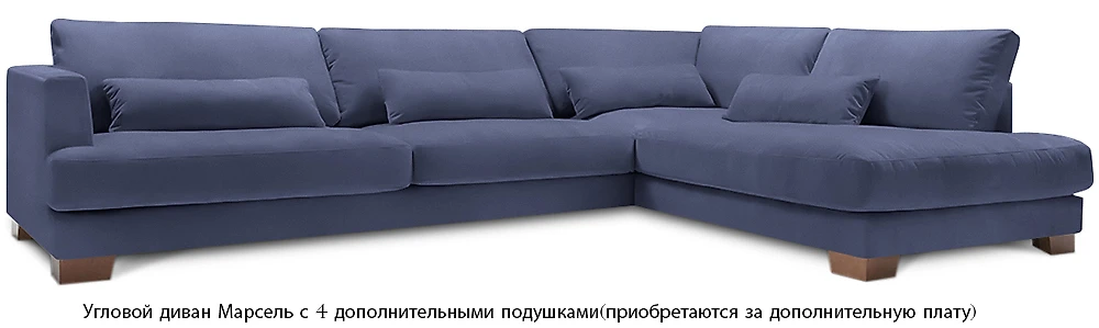 Угловой диван с ящиком для белья Марсель Блу