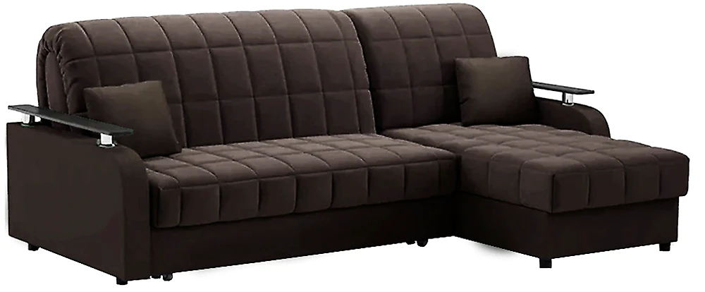 Угловой диван со съемным чехлом Карина Плюш Шоколад