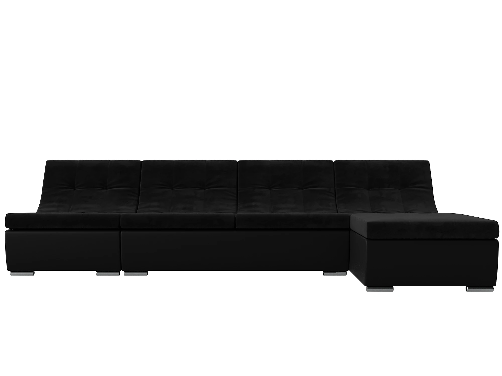 Чёрный угловой диван Монреаль Плюш Дизайн 8