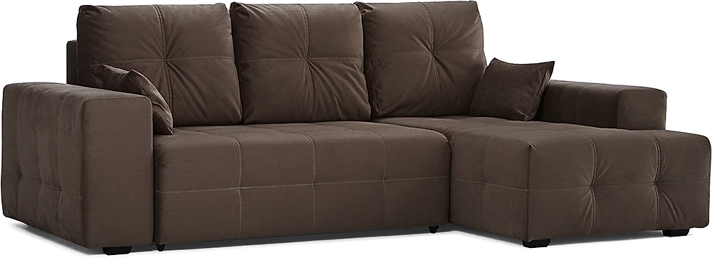 Угловой диван с подушками Питсбург Плюш Шоколад