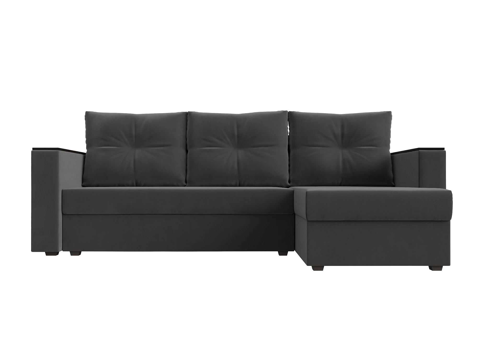 Угловой диван еврокнижка Атланта Лайт Плюш без стола Дизайн 6