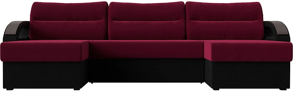 Угловой диван для гостиной Форсайт Вельвет Бордо-Блэк