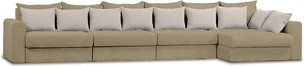 Угловой диван с независимым пружинным блоком Модена-6 Плюш Крем