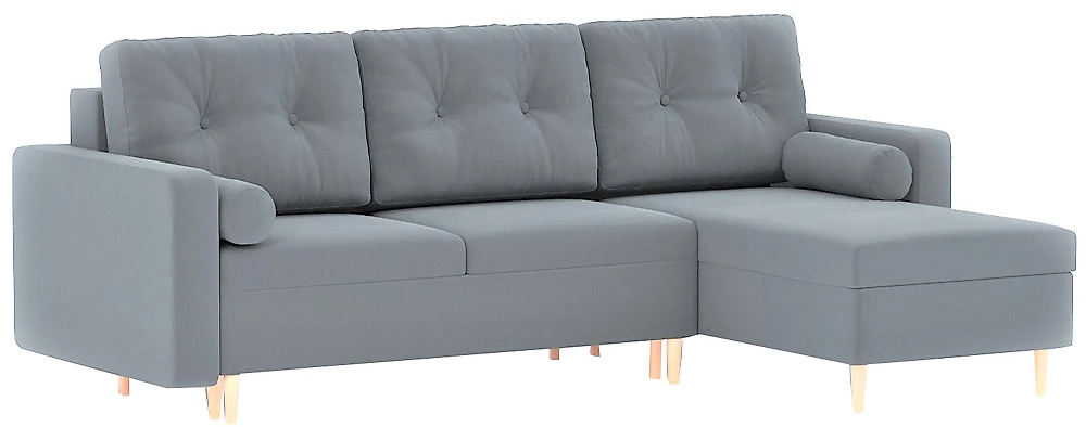 Угловой диван из ткани антикоготь Белфаст Плюш Лайт Грей