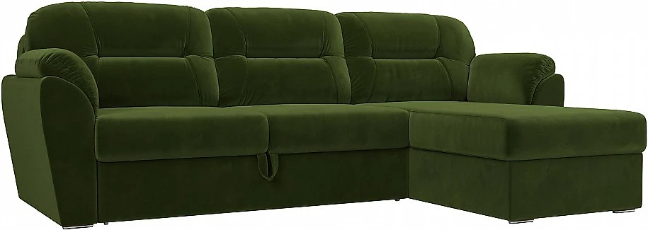 Угловой диван с ящиком для белья Бостон Вельвет Грин