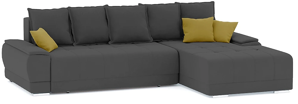 Угловой диван с ящиком для белья Nordviks (Модерн) Плюш Плюш Грей - Еллоу