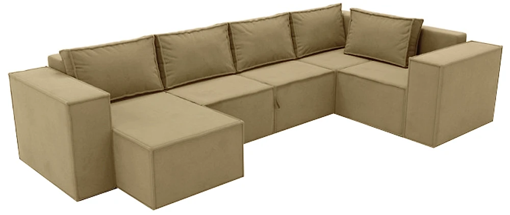 Модульный диван с оттоманкой  Лофт П-образный Лайт Браун