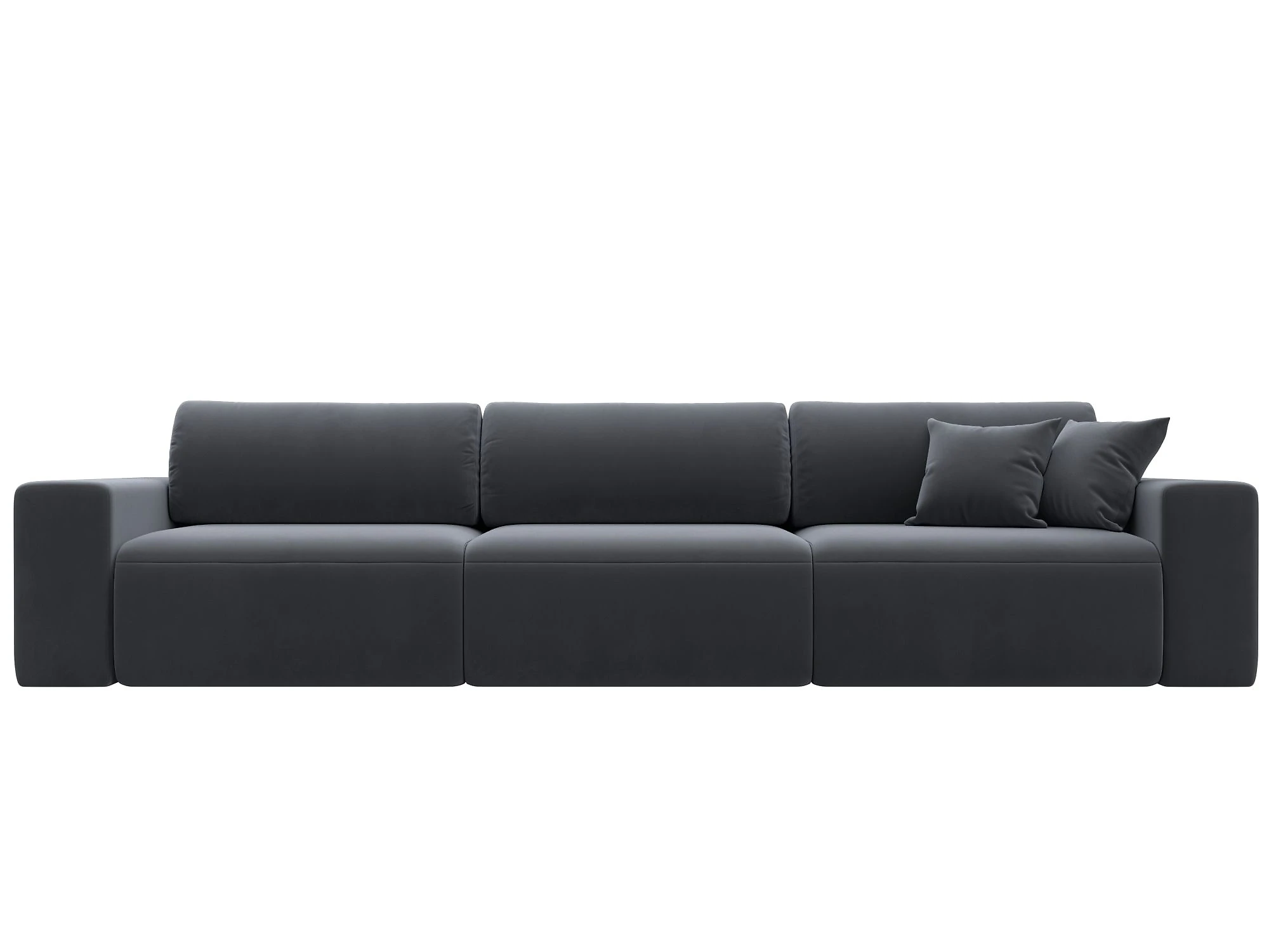 Прямой диван серого цвета Лига-036 Классик Лонг Плюш Дизайн 6
