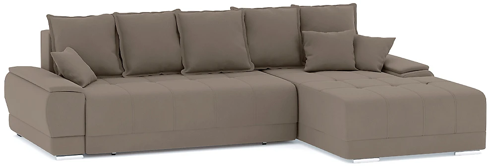 Угловой диван из велюра Nordviks (Модерн) Плюш Плюш Лайт Браун