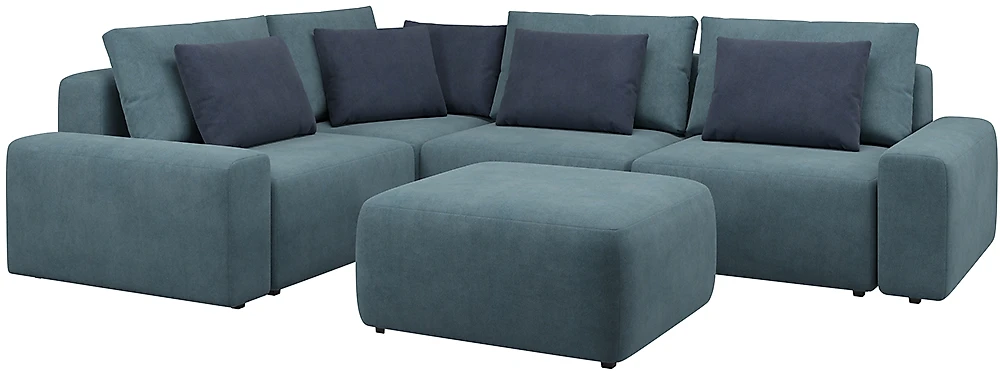 Угловой диван с подушками Гунер-1 Плюш Клауд нераскладной
