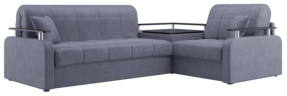 Угловой диван с независимым пружинным блоком Денвер Плюш Грей