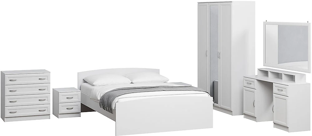 Спальный гарнитур с угловым шкафом Арина-3 Белый