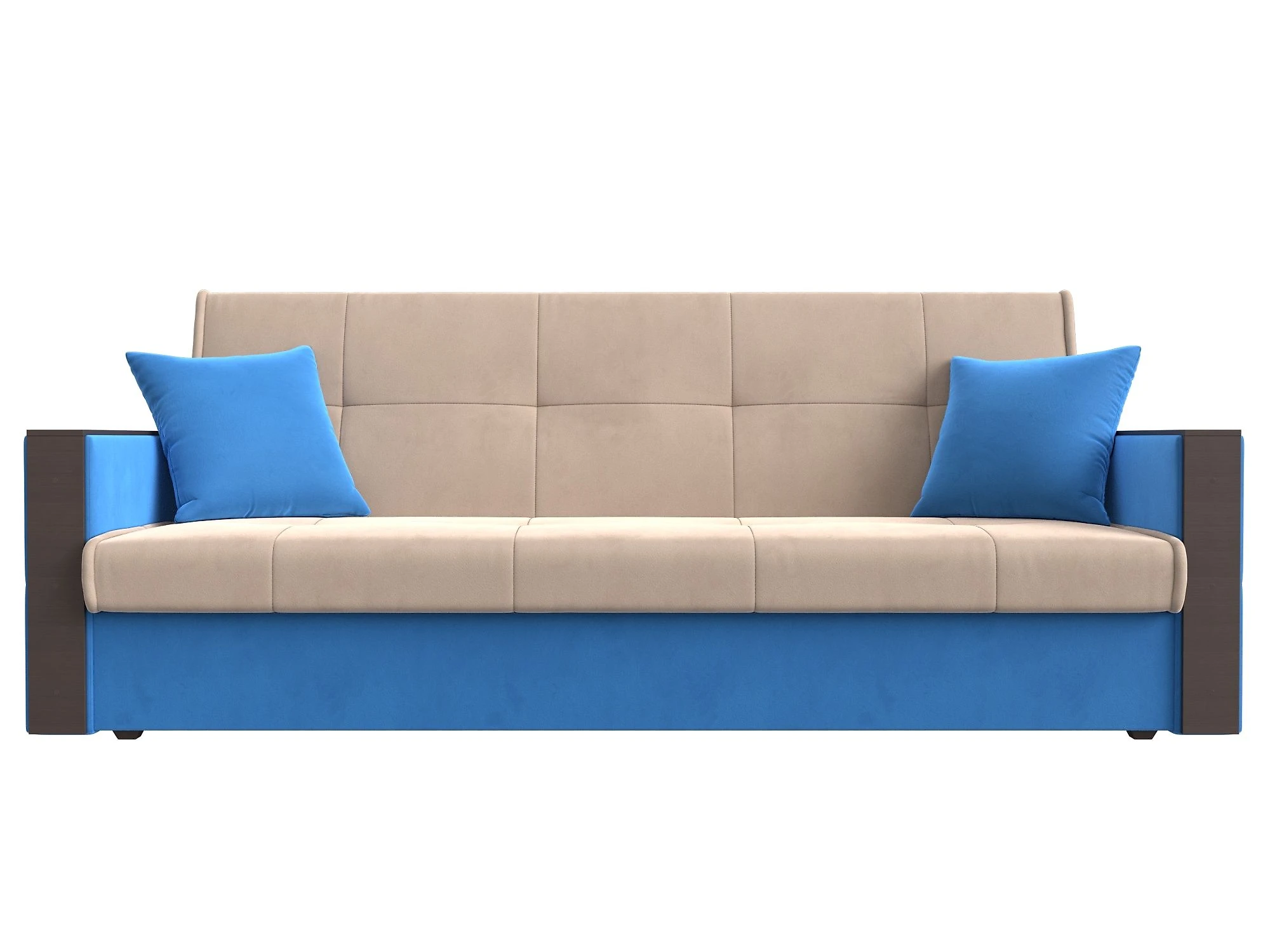 Синий прямой диван Валенсия Плюш Дизайн 22 книжка