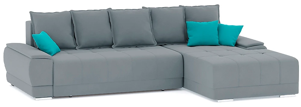Угловой диван с ящиком для белья Nordviks (Модерн) Плюш Плюш Лайт Грей - Азур
