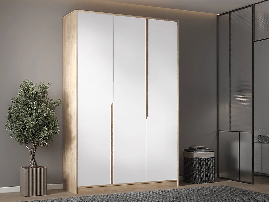 узкий шкаф для одежды Монс 3-створчатый Дизайн-2