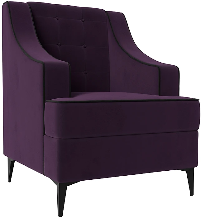Кресло в спальню Марк Велюр Фиолетовый-Черный