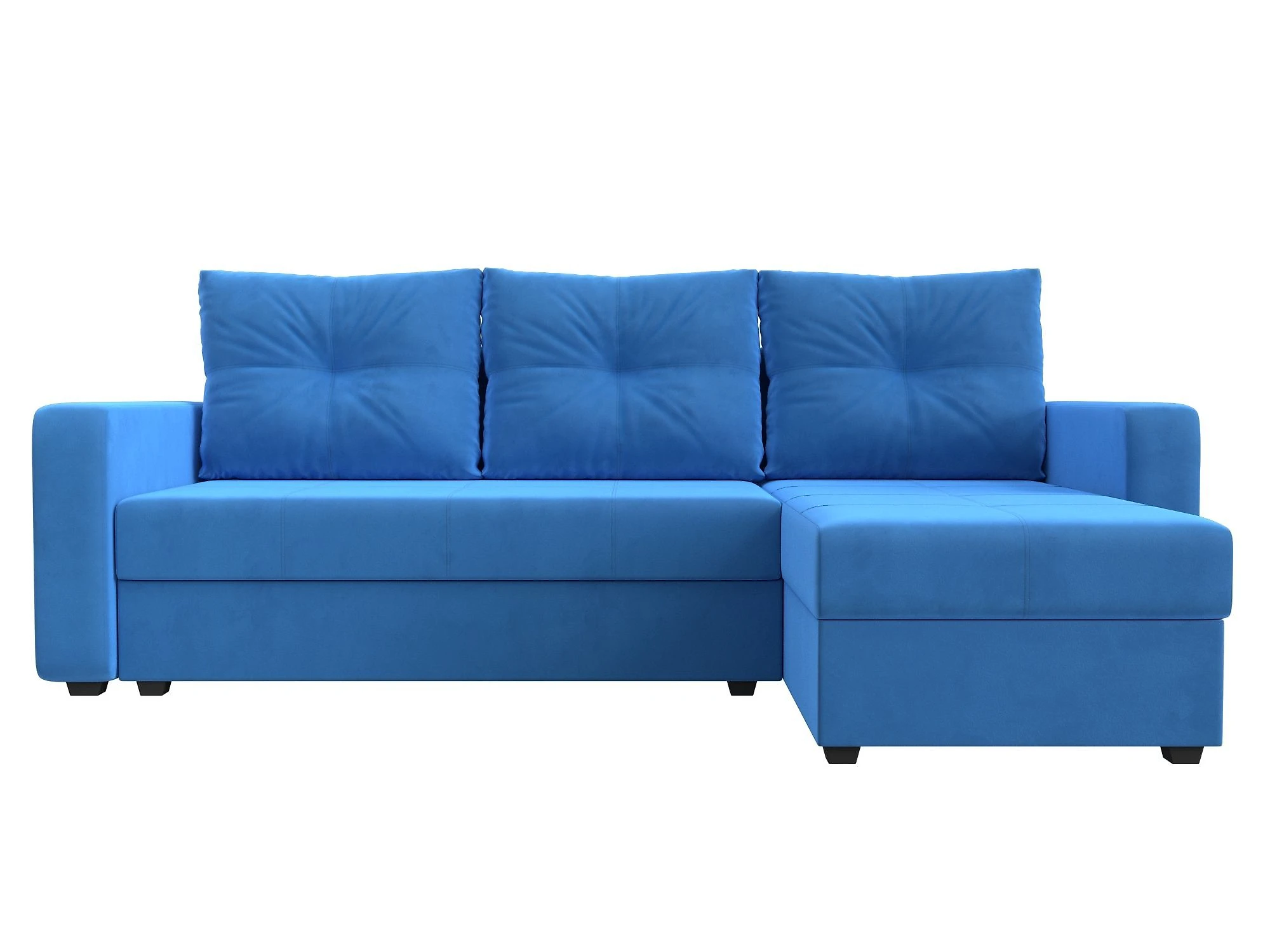 Угловой диван голубой Ливерпуль Лайт Плюш Дизайн 3