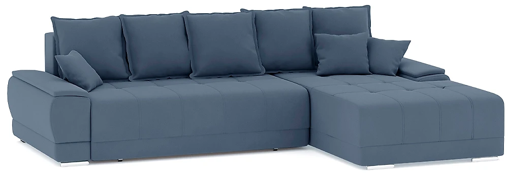 Угловой диван с ящиком для белья Nordviks (Модерн) Плюш Плюш Дарк Блю