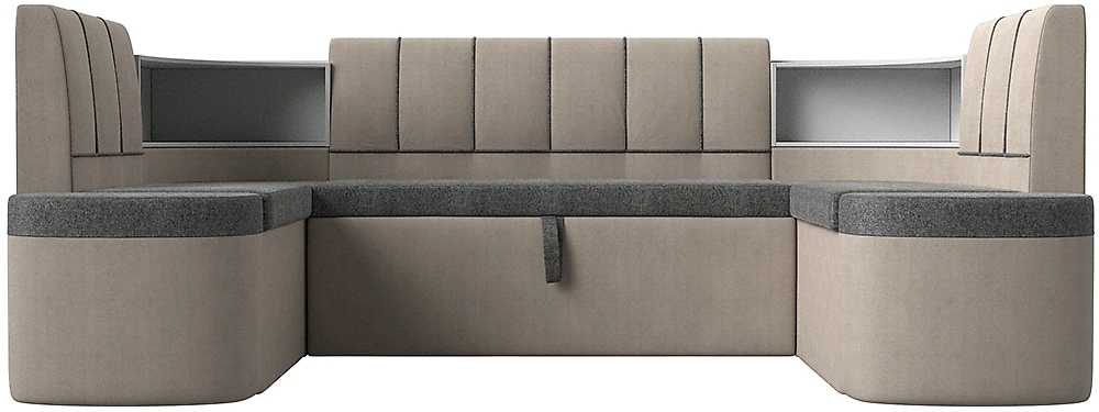 Угловой диван с подушками Тефида-П Кантри Грей-Беж