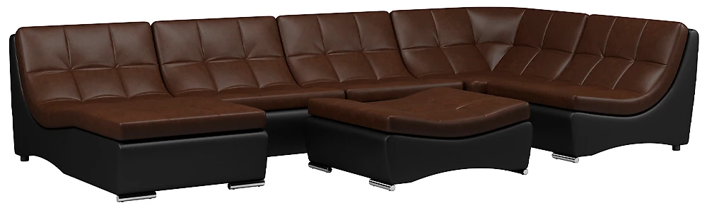 Чёрный модульный диван Монреаль-7 Дизайн 4 кожаный