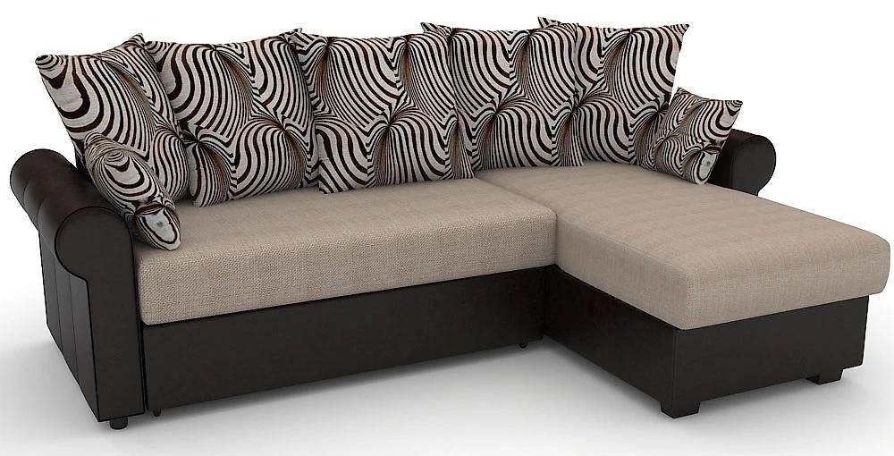 Угловой диван с подлокотниками Рейн-эконом Изи Браун