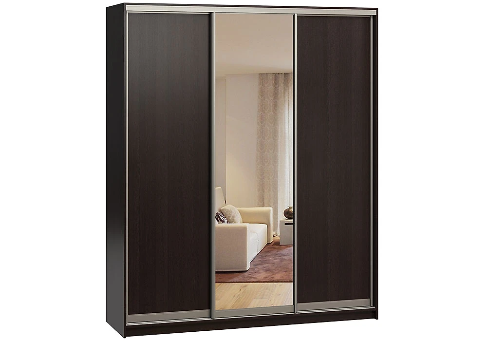Шкаф коричневого цвета Байкал Дизайн-1 3 двери