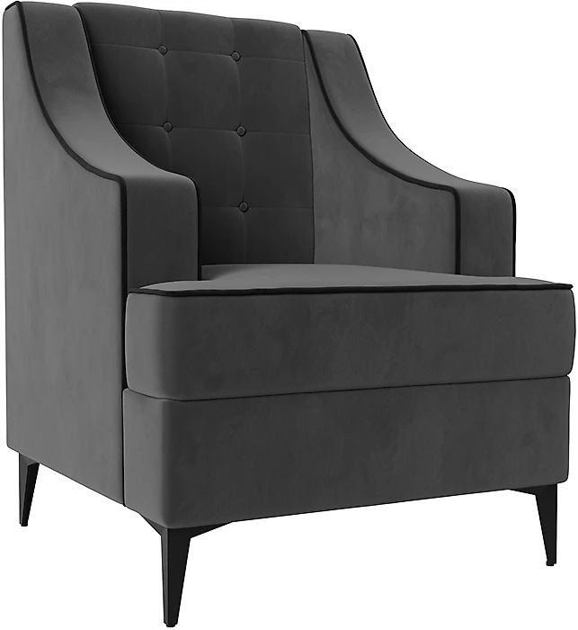 Кресло с высокой спинкой Марк Велюр Серый-Черный