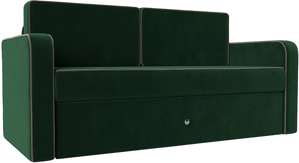 Прямой диван 150 см Смарт Велюр Зеленый-Коричневый