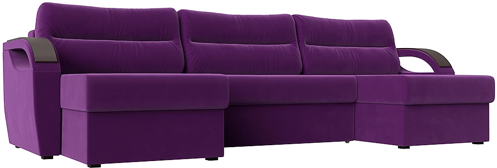 Угловой диван с ящиком для белья Форсайт Вельвет Фиолет