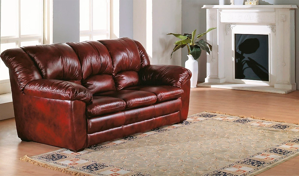 Прямой кожаный диван Оберон-3 Дизайн-3