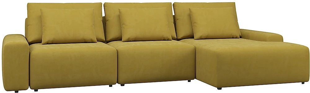 Модульный диван с оттоманкой  Гунер-2 Плюш Мастард нераскладной