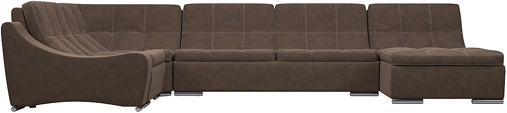 Угловой диван без подушек Монреаль-3 Замша Brown