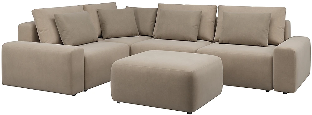 Угловой диван с подушками Гунер-1 Плюш Мокко нераскладной