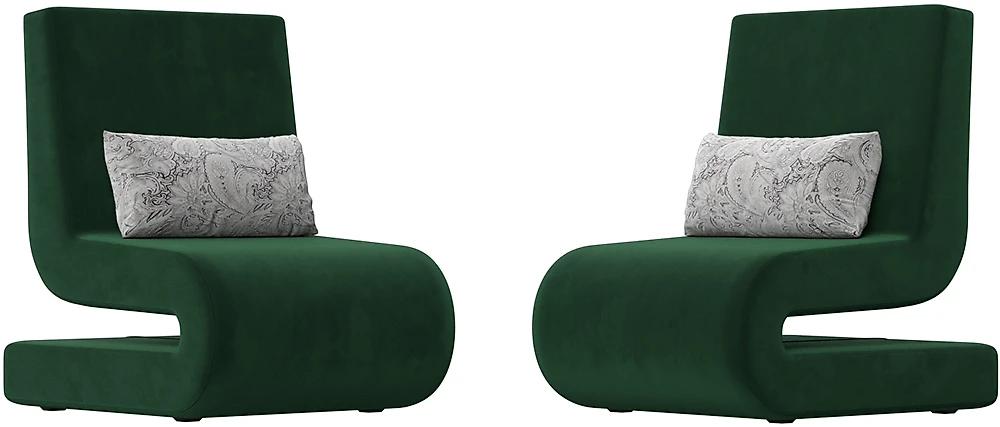 Зелёное кресло Волна Велюр Грин