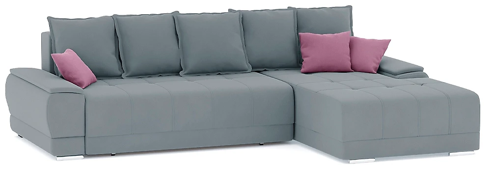 Угловой диван из велюра Nordviks (Модерн) Плюш Плюш Лайт Грей - Пасти