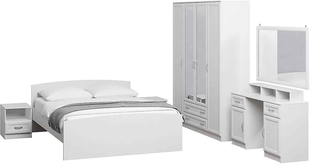Спальный гарнитур с угловым шкафом Арина-8 Белый
