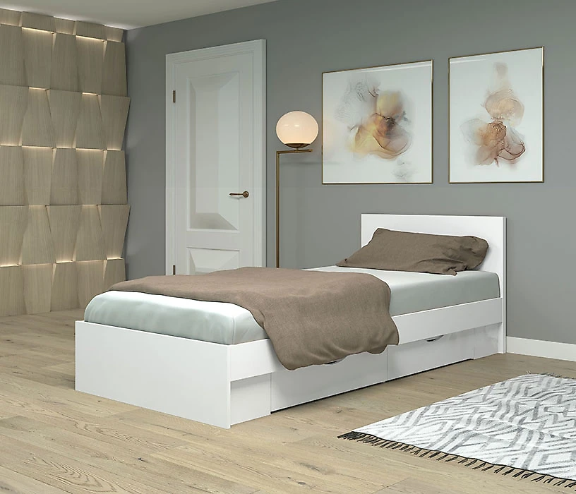 односпальная светлая кровать Фреш КРФР-1-Я 900 Дизайн-1