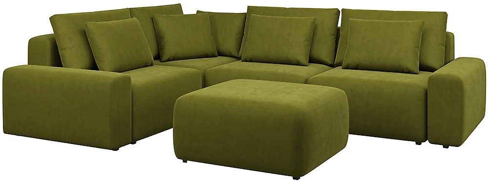 Угловой диван с независимым пружинным блоком Гунер-1 Плюш Свамп
